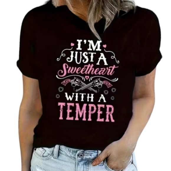 Tops - I'm Just a Sweetheart with a Temper Graphic Tee✨️